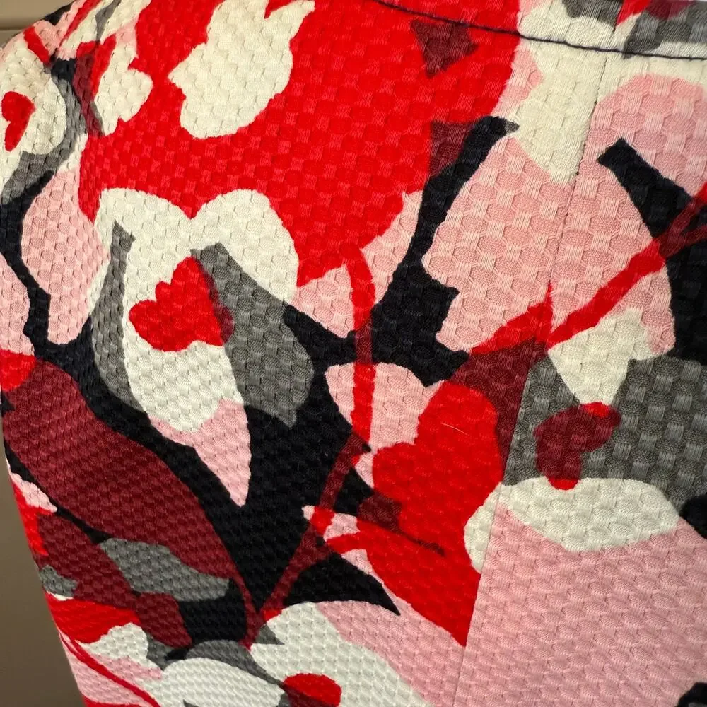 The Limited Women's Pink Red Floral Open Jacket Cotton Pique Size Large